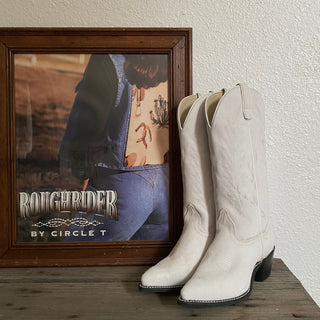 White Suede Cowboy Boots - Women’s 7 & Women’s 7.5