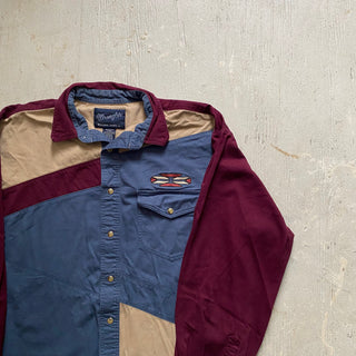 Vintage Wrangler Asymmetrical Cowboy Pearlsnap Large for Men
