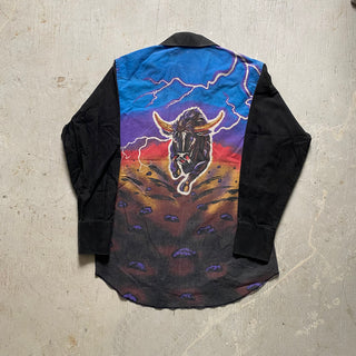Vintage Lightning Bull Rider Wrangler Pearlsnap Medium for Men