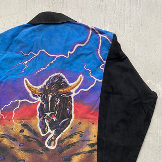 Vintage Lightning Bull Rider Wrangler Pearlsnap Medium for Men