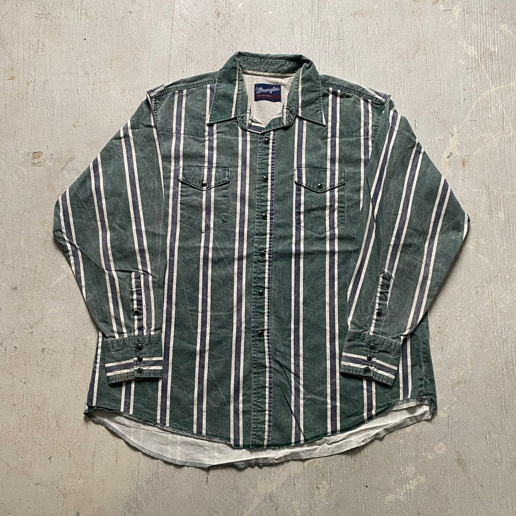 Striped Green Wrangler Pearlsnap 4XL