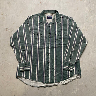 Vintage Striped Green Wrangler Pearlsnap 4XL for Men