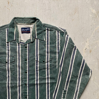 Vintage Striped Green Wrangler Pearlsnap 4XL for Men