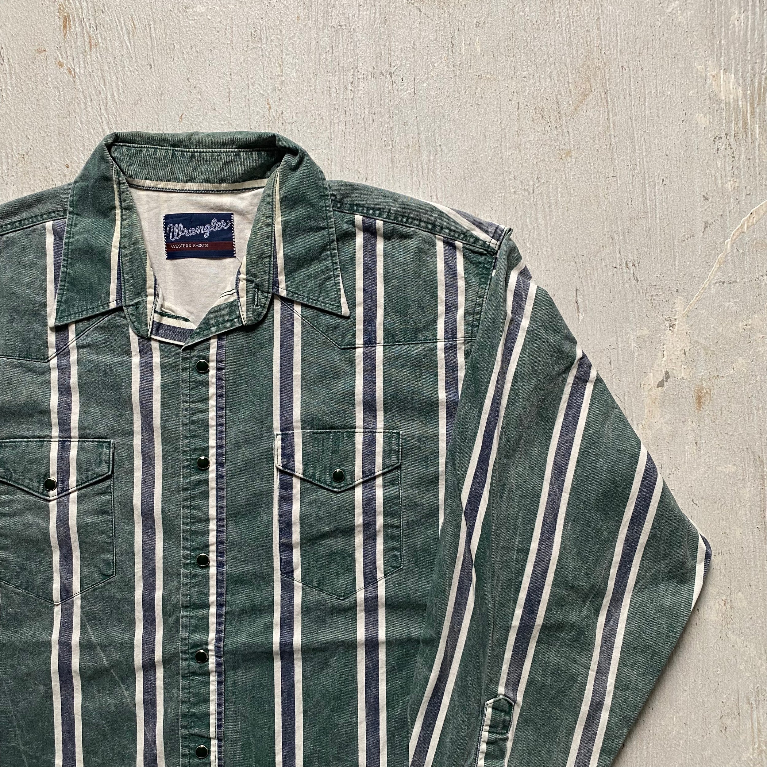 Striped Green Wrangler Pearlsnap 4XL