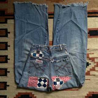 Rare 70s Patched San Francisco Riding Jeans 24 inch waist for Women