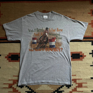 Vintage Barrel Racer Cowgirl Tee Shirt, Medium for Women