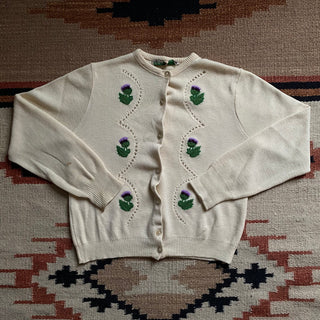Vintage Scottish Wildflower Sweater, Small for Women