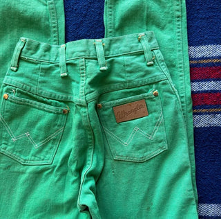 Vintage Green 60's Wranglers 23 inch waist