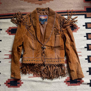 Vintage Brown Fringe Suede Jacket for Women