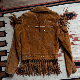 Vintage Brown Fringe Suede Jacket for Women