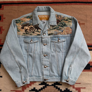 Vintage Rare Horse Tapestry Denim Jacket