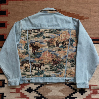 Vintage Rare Horse Tapestry Denim Jacket