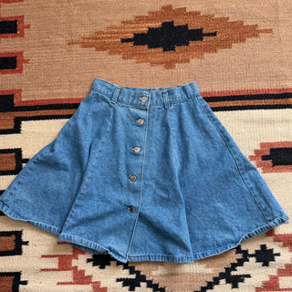 Vintage Roughrider Light Wash Denim Mini Skirt 25 inch waist