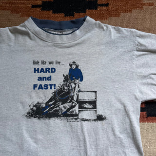 Vintage Barrel Racer Cowgirl Tee Shirt, XL for Women