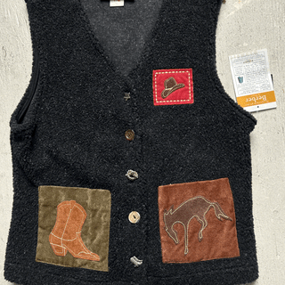 Vintage Brand New Roughrider Fleece Cowgirl Vest, Small for Women