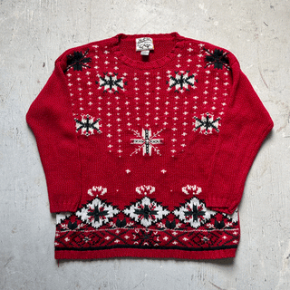 Vintage Cowboy Winter Sweater, Large for Women