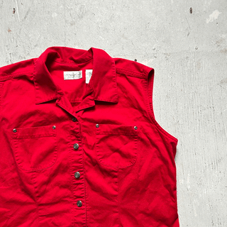 Vintage Red Cowgirl Vest, XL for Women