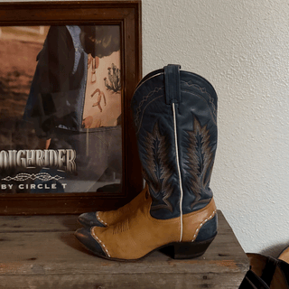 Vintage Blue Leather Tony Lama Cowboy Boots, Women's 7.5/8