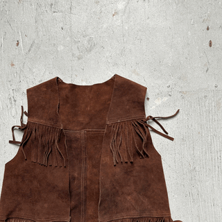 Vintage Fringe Leather Vest, XS for Women