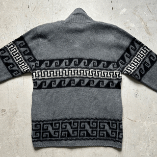 Vintage Cozy Cowboy Grey Zipup Sweater, Medium for Men