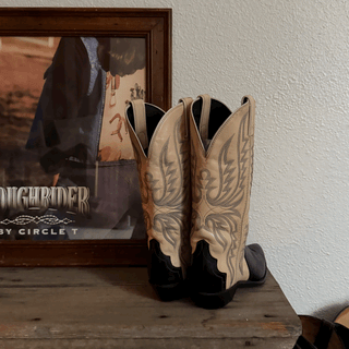 Vintage Navy Leather Code West Cowboy Boots, Women's 6