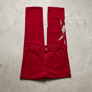 Vintage Red Feather Bareback Jeans 29 inch waist for Women