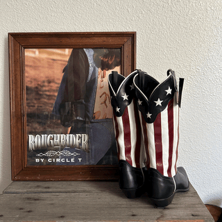 Vintage Deadstock Code West American Flag Tall Cowboy Boots, Size Women's 6