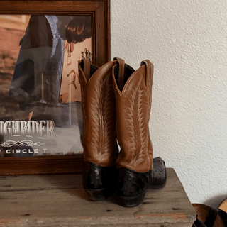 Vintage Tony Lama Ostrich Cowboy Boots, Women's 7.5