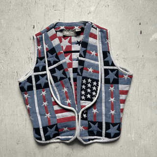 Vintage USA Cowgirl Tapestry Vest, Large for Women
