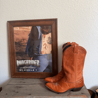 Vintage Code West Chestnut Brown Leather Cowboy Boots, Women's 7.5