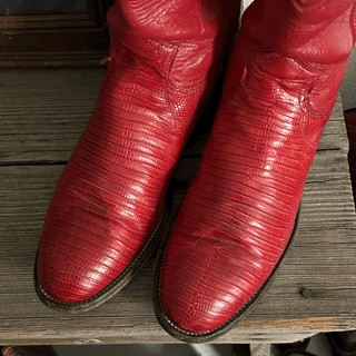 Vintage Justin Red Lizard Cowboy Boots, Women's 7.5