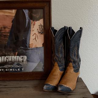 Vintage Blue Leather Tony Lama Cowboy Boots, Women's 7.5/8