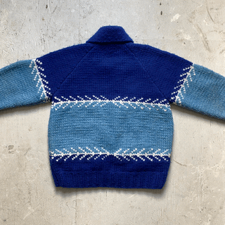 Vintage Lined Blue Cowichan Style Sweater Small for Women