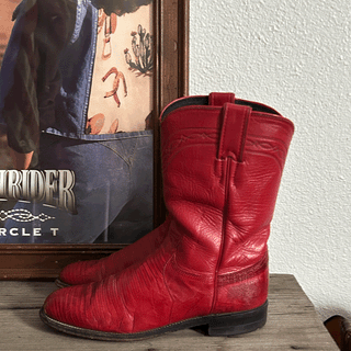 Vintage Justin Red Lizard Cowboy Boots, Women's 7.5