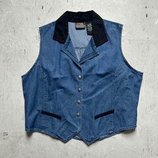 Vintage Ozark Mountain Denim Cowgirl Vest, XL for Women