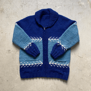 Vintage Blue Cowichan Style Sweater Small for Women