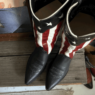 Vintage Deadstock Code West American Flag Tall Cowboy Boots, Size Women's 6
