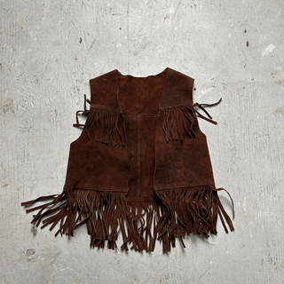 Vintage Fringe Leather Vest, XS for Women