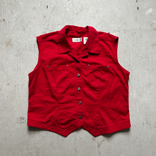 Vintage Red Cowgirl Vest, XL for Women