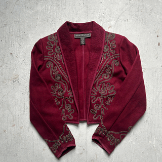 Vintage Cropped Red Cowgirl Jacket, Small for Women