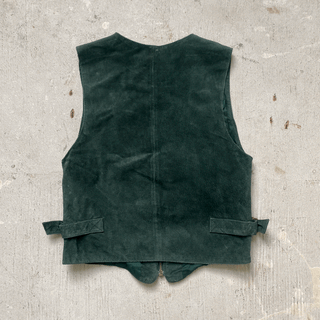 Vintage Forest Green Leather Set Skirt & Top, XS/24 inch waist for Women