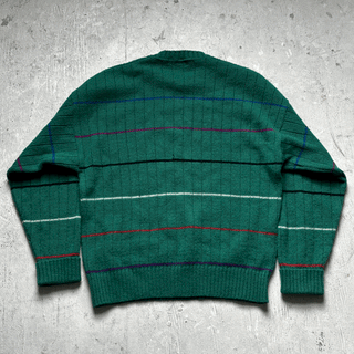 Vintage Evergreen Striped Sweater, Large for Men