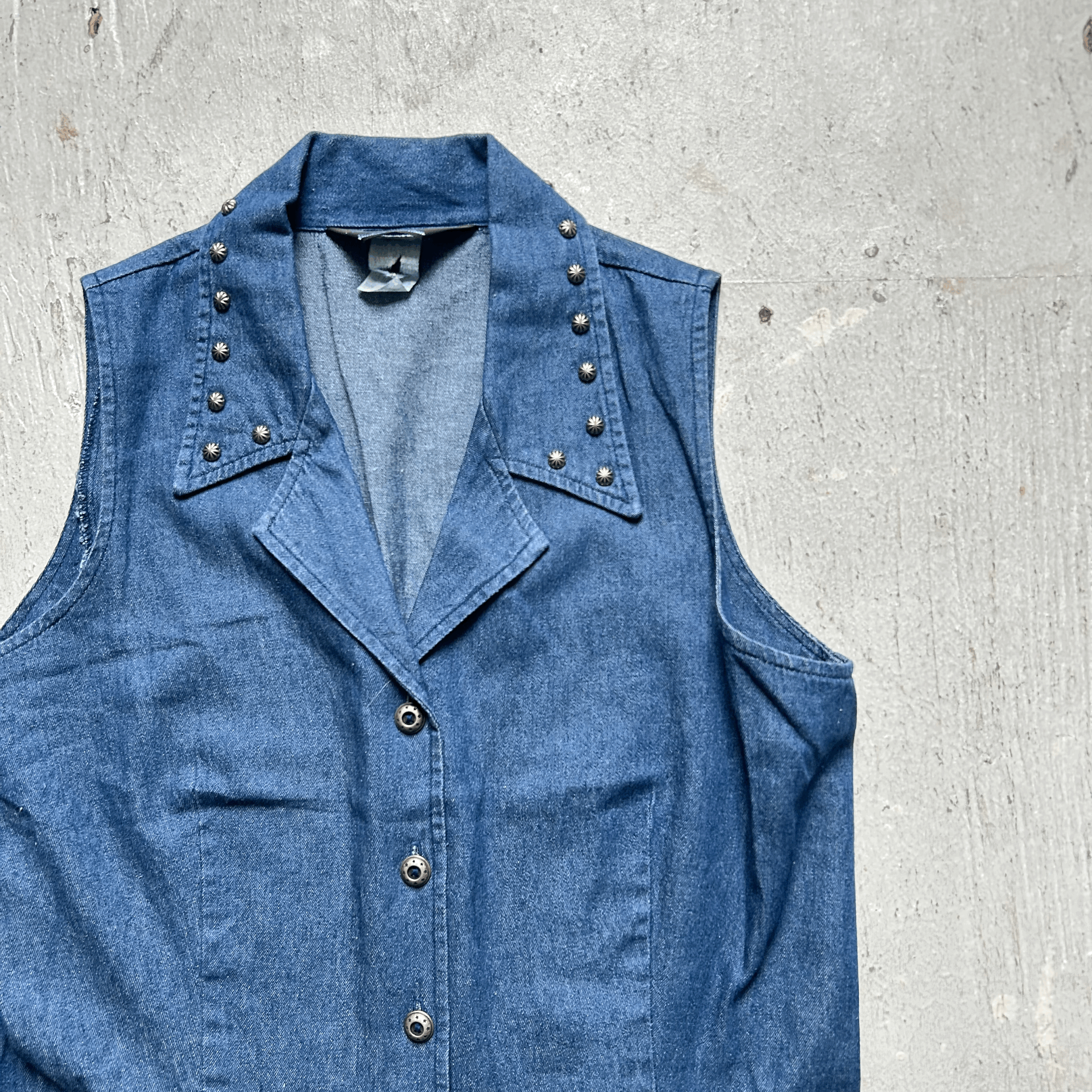 Cowgirl Studded Denim Vest - Small
