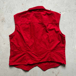 Vintage Red Cowgirl Vest, XL for Women
