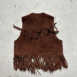 Vintage Fringe Leather Vest, XS for Women