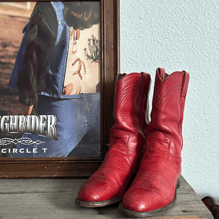 Vintage Justin Red Lizard Cowboy Boots, Women's 7.5