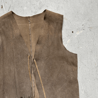 Vintage Fringe Suede Vest, Small for Women