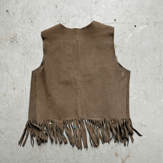 Vintage Fringe Suede Vest, Small for Women
