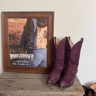 Vintage Code West Suede Purple Cowgirl Boots, Women's 7