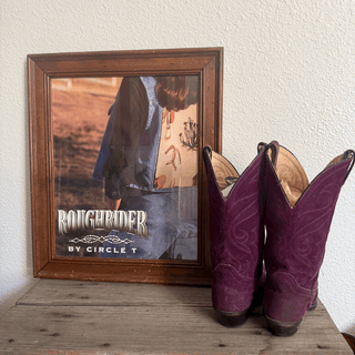 Vintage Code West Suede Purple Cowgirl Boots, Women's 7